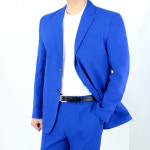 시어서커수트 쿨맥스정장 남자린넨셋업 남자여름셋업 코발트블루 : 산토그리얼