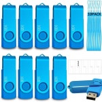 USB 플래시 드라이브 노트북 스틱 사무실 1GB 10팩 Nicepicten 펜드라이브 대용량 2.0 썸 메모리 점프 Zip 키레이야드 라벨 포함 블루... 