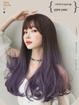 세븐 스트리트 퀸  여장발 내추럴 그라데이션 롱 웨이브 헤어 망홍 퍼플 마이크로 롤리타 풀커버 : 데미바드