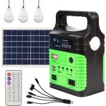Upusa 태양광 발전기 비상 전원 공급을 위한 휴대용 발전소 가정용 캠핑 3세트 LED 조명녹색을 포함한 패널이 있는 실외 : B G E N T