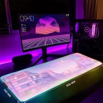 11마우스 패드 컴퓨터 달 풍경 RGB 마우스 대형 게이머 LED 데스크 매트 카펫 러그 백라이트 노트북 빛나는 키보드 : 인디아트