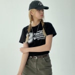 레터링 크롭반팔 세미크롭티 : 블루비 blueb