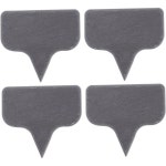 제로데코 4pcs 치즈 삽입 정원 보육원 태그 샤큐테리 보드 기구 라벨 블랙 톱 모자 재사용 가능한 마커 금속 사인 케이크 슬레이트 5.5X5.... 