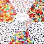 QUEFE 2000pcs Letter Beads for Bracelets 9 Color Round Alphabet Number with 1 Roll Elastic String : 동막백현몰