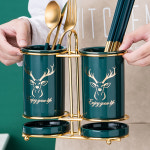 엽동네 럭셔리 복고풍 고급 도자기 물빠짐 수저통 2구 : 엽동네