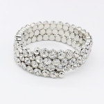 패션 신부 보석 3 &amp 4 행 크리스탈 라인석 실버 컬러 팔찌 여성 : 윙윙마켓 윙윙마켓