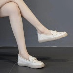 여성용 단색 슬립온 로퍼 플랫 슈즈 편안한 부드러운 밑창 천연 가죽 임산부 캐주얼 신발 : 윙윙마켓 윙윙마켓