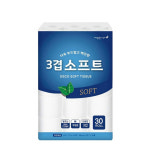 깨끗한나라 3겹 화장지 더 순수 30롤 두루마리 휴지 물에잘녹는 무형광 : 다래네