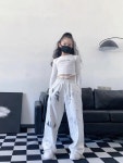 힙합댄스복 현대무용 K-POP 재즈댄스 소녀용 힙합 의류 블루 크롭탑 긴팔 티셔츠 스트리트웨어 카고 조거 바지 재즈 댄스 코스튬 : kongkongcom