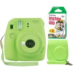 후지필름 Instax Mini 9 즉석카메라 라임그린 + 미니메이트 커스텀 케이스 + 후지필름 20매 트윈팩 : 메리모닝104