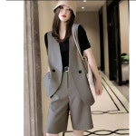 [해배] 여성용 정장 투피스 캐주얼 노 칼라 쪼끼 반바지 상하세트  H1001 : 올래 아동복