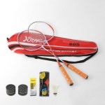 굿플레이 채 연습용 배드민턴 라켓 성인용 오렌지 2p세트 셔틀콕 : 버호치