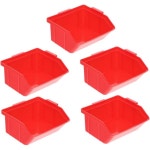 BESTonZON 5pcs 창고 부품 상자 비스듬한 플라스틱 차고 랙 스택형 통 가게 공구 정리 도구 선반 사무실 빨간색 저장 복근 medium : 샵식스