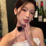 릴아이 블랙 장미 초커 코사지 꽃 플라워 로즈 목걸이 : 루즈루나
