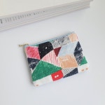 패치워크 스타일 수입원단 지퍼파우치 납작 화장품 파우치 : 행담 . hangdam