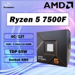 AMD Ryzen 5 7500F BOX, 3.7GHz, 6 코어, 12 스레드 CPU 프로세서, L3 = 32M, 100-000000597 소켓 선풍기 밀봉, 신제품 : 라 임 상 사
