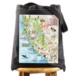 WZMPA California State Tote Bag Travel Gift Vacation Reusable Grocery Bags Trip Merchand 캘리포니아 Tg Bl : 제이앤비컴퍼니1