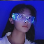 변색 led 발광 안경 사이버펑크 미래 과학기술감각 왕홍번디 남녀 공상과학 고글 : 하와이어