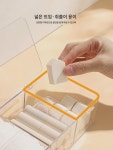 구디 화장솜 수납 케이스 뷰티 계란 꼬챙이 퍼프 클렌징 면 테이블 수납  커버 방진 투명 선반 : 가빈플레