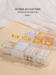 구디 화장솜 수납 케이스 뷰티 계란 꼬챙이 퍼프 클렌징 면 테이블 수납  커버 방진 투명 선반 : 가빈플레