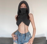 당일배송[크롭 언더붑 나시 후드]아랍 히잡룩 걸그룹 아이돌 여캠 방송의상 바디프로필 팜므파탈 촬영복 무대의상 비치웨어 짐웨어 요가복 댄스팀... 