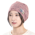 H4218 레이스 코사지 모자 두건 : 색동호박