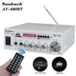 SUNBUCK AV-660BT 사운드 앰프, CH 2.1 파워 앰프, 홈 카 미팅 시어터 AMP 지지대 EQ FM USB SD 카드, 2 마이크 입력 : 유민-몰