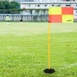 세모소 운동장코너깃말 싸커축구기 고무돔바닥고정 형광체크무늬 160cm 4개 : 트라이앵글프로덕츠