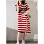 여성 스트라이프 원피스 롱티 여성 여자 여름 패션 : 망고 market