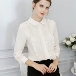 새로운 긴 소매시 폰 셔츠 여성 슬림 순수 컬러 봄 여름 블라우스 사무실 숙녀는 칼라 패션 달콤한 가기 h9116을 거절 : 케이만상객주