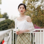 짧은 소매 화이트 쉬폰 셔츠 여성 여름 섹시한 스큐 칼라 끈이 없는 블라우스, 소녀 프레피 스타일 달콤한 캐주얼 탑스 H9173 : 케이만상객주