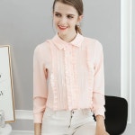 새로운 긴 소매시 폰 셔츠 여성 슬림 순수 컬러 봄 여름 블라우스 사무실 숙녀는 칼라 패션 달콤한 가기 h9116을 거절 : 케이만상객주