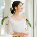 짧은 소매 화이트 쉬폰 셔츠 여성 여름 섹시한 스큐 칼라 끈이 없는 블라우스, 소녀 프레피 스타일 달콤한 캐주얼 탑스 H9173 : 케이만상객주