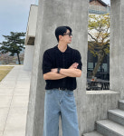 남자반팔니트 린넨코튼 시원한 여름 남친룩 남자 카라 반팔 가디건 : YULL
