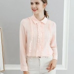 새로운 긴 소매시 폰 셔츠 여성 슬림 순수 컬러 봄 여름 블라우스 사무실 숙녀는 칼라 패션 달콤한 가기 h9116을 거절 : 케이만상객주