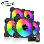 강원전자 넷메이트 Inner Ring ARGB 120mm 쿨링팬(블랙/5PACK + 팬허브 + 리모컨) [EZDIY-FAB] NM-DPR04416 : 더블제이컴