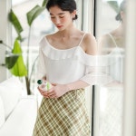 짧은 소매 화이트 쉬폰 셔츠 여성 여름 섹시한 스큐 칼라 끈이 없는 블라우스, 소녀 프레피 스타일 달콤한 캐주얼 탑스 H9173 : 케이만상객주