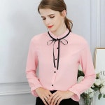 새로운 한국 여성 패션 셔츠 사무실 숙녀 봄 여름 솔리드 컬러 bowknot 긴 소매 블라우스 여성 레저 탑 h9122 : 케이만상객주