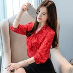 패션 절반 슬리브시 폰 셔츠 여름 새 여자 bowknot 캐주얼 블라우스 여성 레저 사무실 숙 녀 작업 상위 의류 h9090 : 케이만상객주