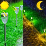 태양광 LED 조명 4pcs 야외 정원 통로 장식 말뚝 조명 조경 마당 발코니 파티오 장식 잔디 램프 : 모라스몰