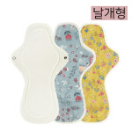 이채 면생리대 날개형 오버나이트 3장 순면 다회용 천생리대 : 이채 면생리대
