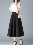 하객룩 출근룩 A라인 하이웨스트 밴딩 정장 롱 스커트 : 예스 셀러
