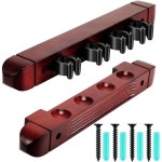 Hanaive 하나이브 2피스 4개 풀 큐가 있는 나무 벽걸이 하드우드 당구장 큐랙 마호가니 피니쉬 큐스틱 당구대 당구용 큐클립 4개가 : T G E N T