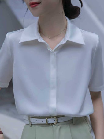 눈물의여왕 옷 모슬희 이미숙 블라우스 셔츠 13회 14회 복고풍 비밀 플래킷 공단 흰색 셔츠 여성 계절 빅사이즈 출근룩 오피스룩 반팔 셔츠...
