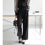 여성 여름 2단 후크 와이드 슬랙스 투턱 쿨 썸머 팬츠 H6071 : 투엠케이