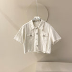 [J0949] 데일리수잔 루즈핏 캔톤버튼 반팔 크롭 자켓 : 수잔클로젯