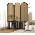 라탄 파티션 칸막이 우드 간살 병풍 카페 아치형 프랑스 등나무 튼튼한 스크린 접이식 모바 : 하우지엄