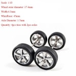 4pcs 143 타이어와 2pcs 차축 휠 외경 17.4mm 너비 6.3mm 직경 1.5mm 1/43 자동차 모델 : 마켓일구팔팔