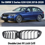 BMW 시리즈용 자동차 앞 범퍼 더블 2 슬랫 키드니 그릴, 비엠더블유 5 시리즈 G30 G38 Pre-LCI 2018-2020 에 적합, 1 쌍 : 더큰행복4