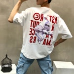 루즈핏 스페이스 레빗 전사 프린트 레터링 남자 여름 반팔 티셔츠 : 맨 스토리